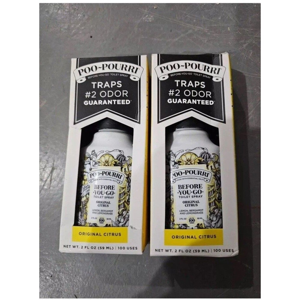 2- 2 oz Bottles of Poo-Pourri Original Citrus Both-NEW in boxes